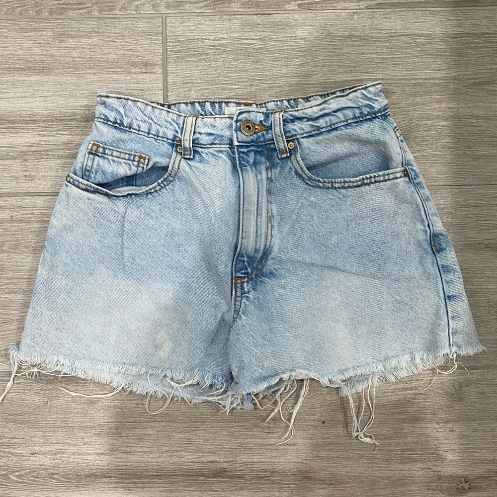 Cotton On High Rise Mom Jean Shorts Light Blue